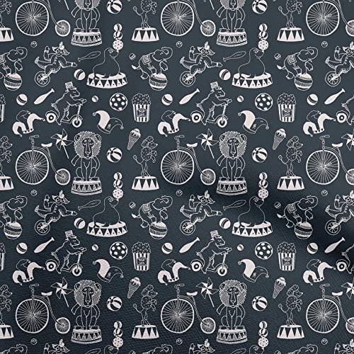 oneOone Cotton Flex Dark Blue Fabric Circus Dress Material Fabric Print Fabric by The Yard 40 Inch Wide