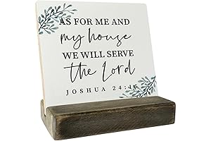 Christian Inspirational Quote Wood Plaque Gift, Joshua 24:15- As for Me and...