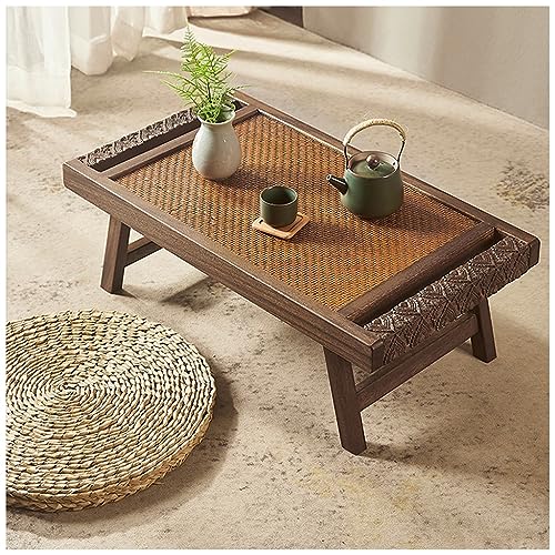 Table basse tatami style japonais bois pliable table d'assise au sol marron - 2