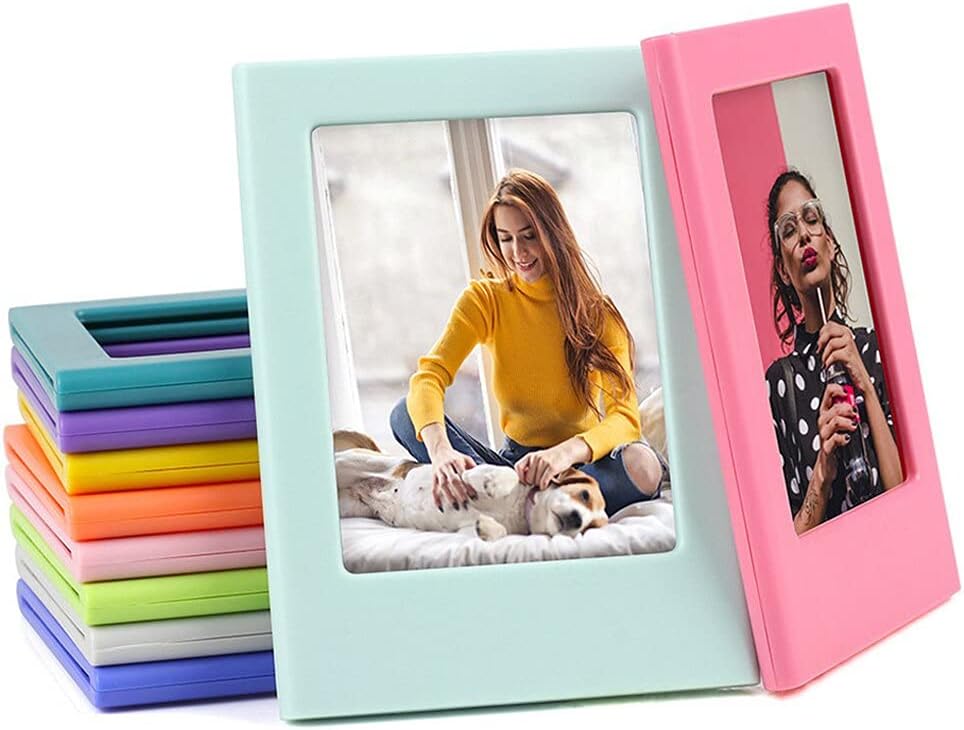 GLigeT Picture Frame Mini double sided magnetic film photo frame color refrigerator photo frame children's art photo frame photo frame Photo Frames (Color : Frost light blue)