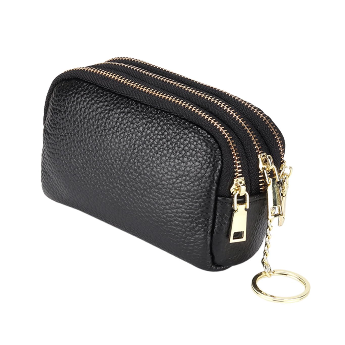 Healeved Porte-Monnaie Cuir De Vachette Petit Format avec Fermeture Éclair pour Cartes Pochette Multifonction Femme Rangement Pratique pour Sac à Main