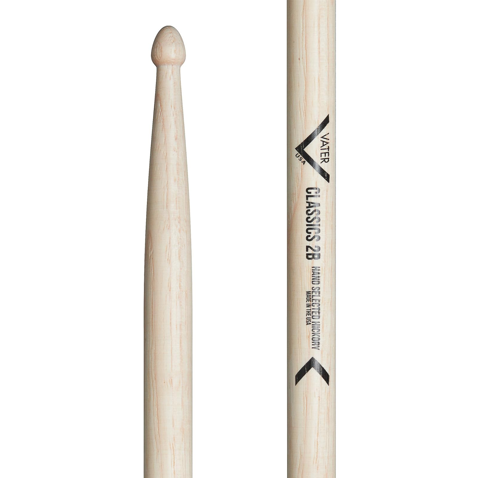Vater 2B Classics Wood Tip Hickory Drum Sticks VHC2BW