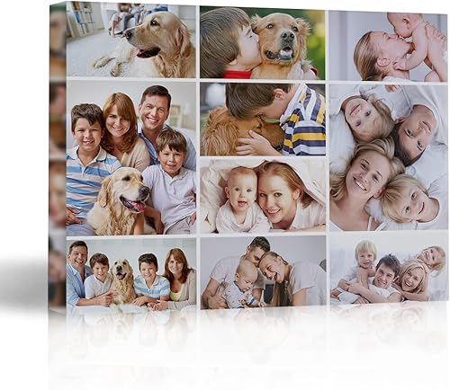 Lienzo personalizado para pared, collage de múltiples fotos, impresiones personalizadas con tu nombre de imagen para mascotas o familia, póster de