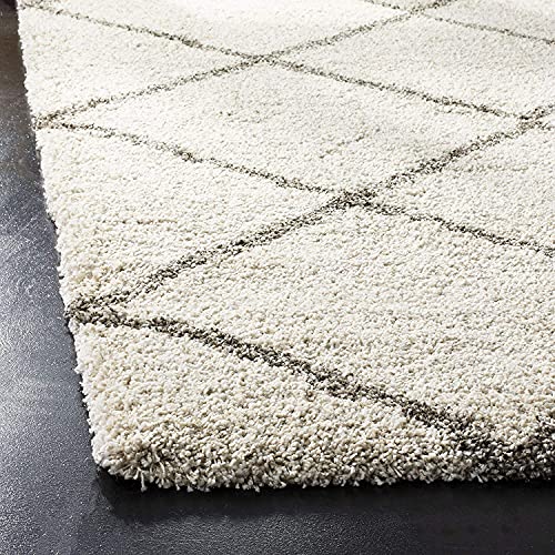 Image of Modern Premium Shaggy Fur Rectangular Rugs And Carpets For Living Room, Bedroom, Office, Area Rug (8X10 Feet, Ivory & Grey)