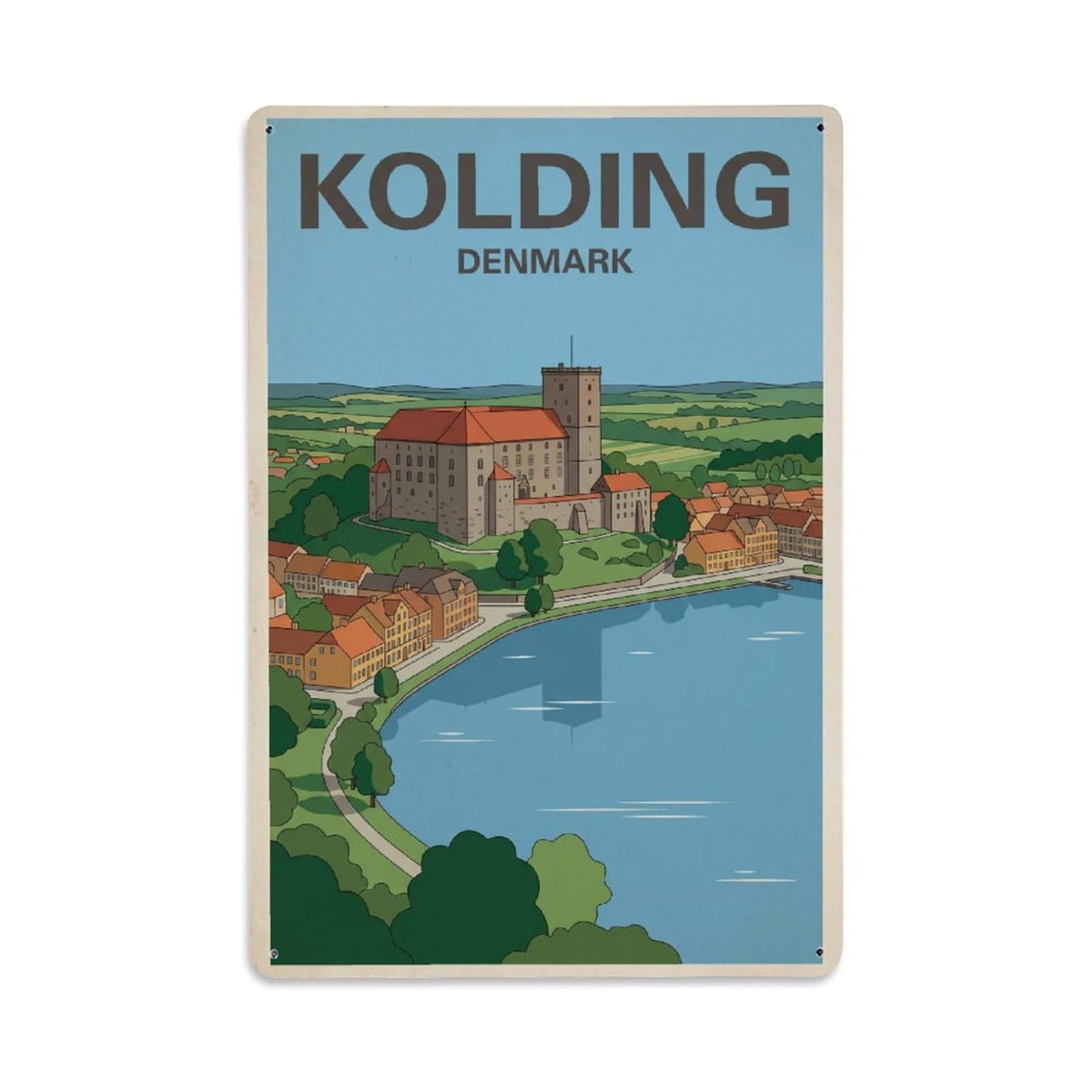 Metal Tin Sign Travel Retro Denmark Kolding