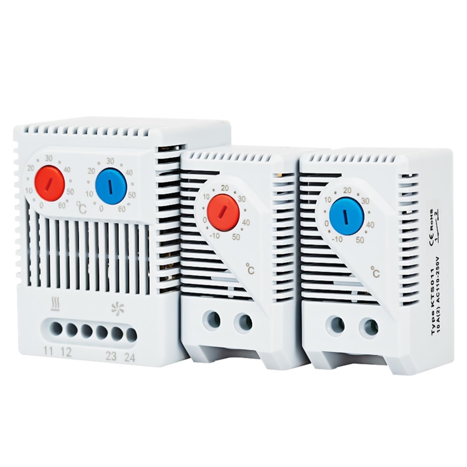 3 pezzi Regolatore di temperatura for armadietto su guida DIN Termostato industriale KTO011 KTS011 Termoregolatore meccanico da 0 a 60 gradi centigradi(NO 0 to 60 degree)