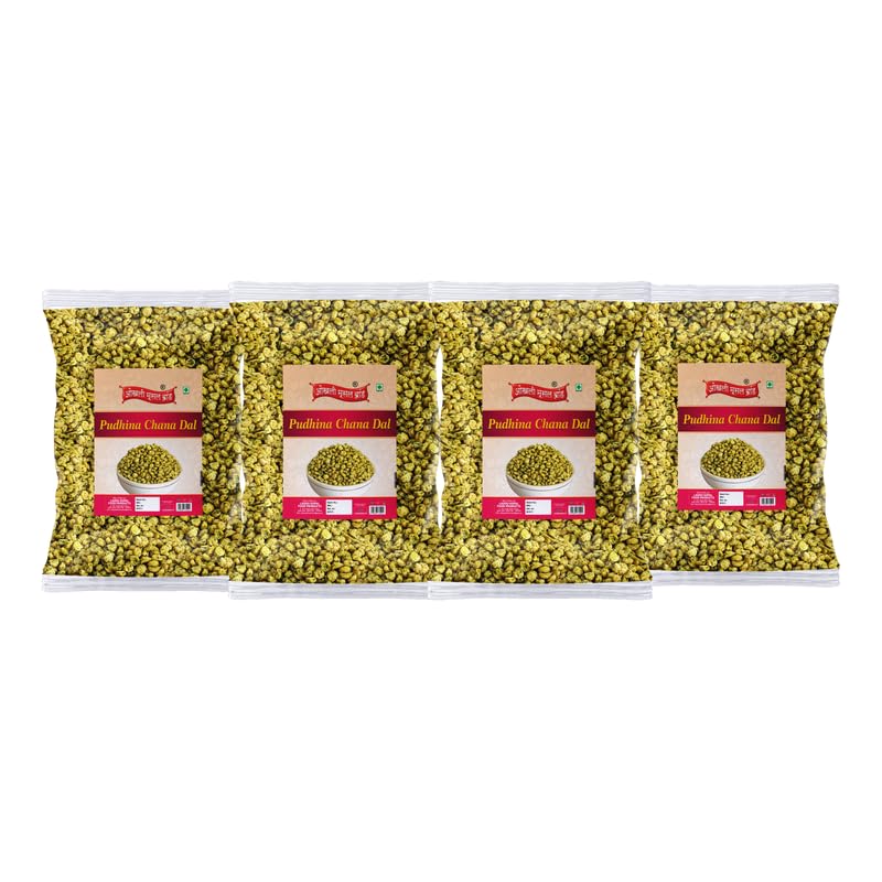 Image of OKHLI MUSAL BRAND All Age Groups Favourite Party Crunchy Munchy Namkeen Snack-Roasted Namkeen Podhina Dhaniya Nimbu Chickpeas Split /Chatpata Roasted Bengal split gram Namkeen Snack-1Kg*4Pack