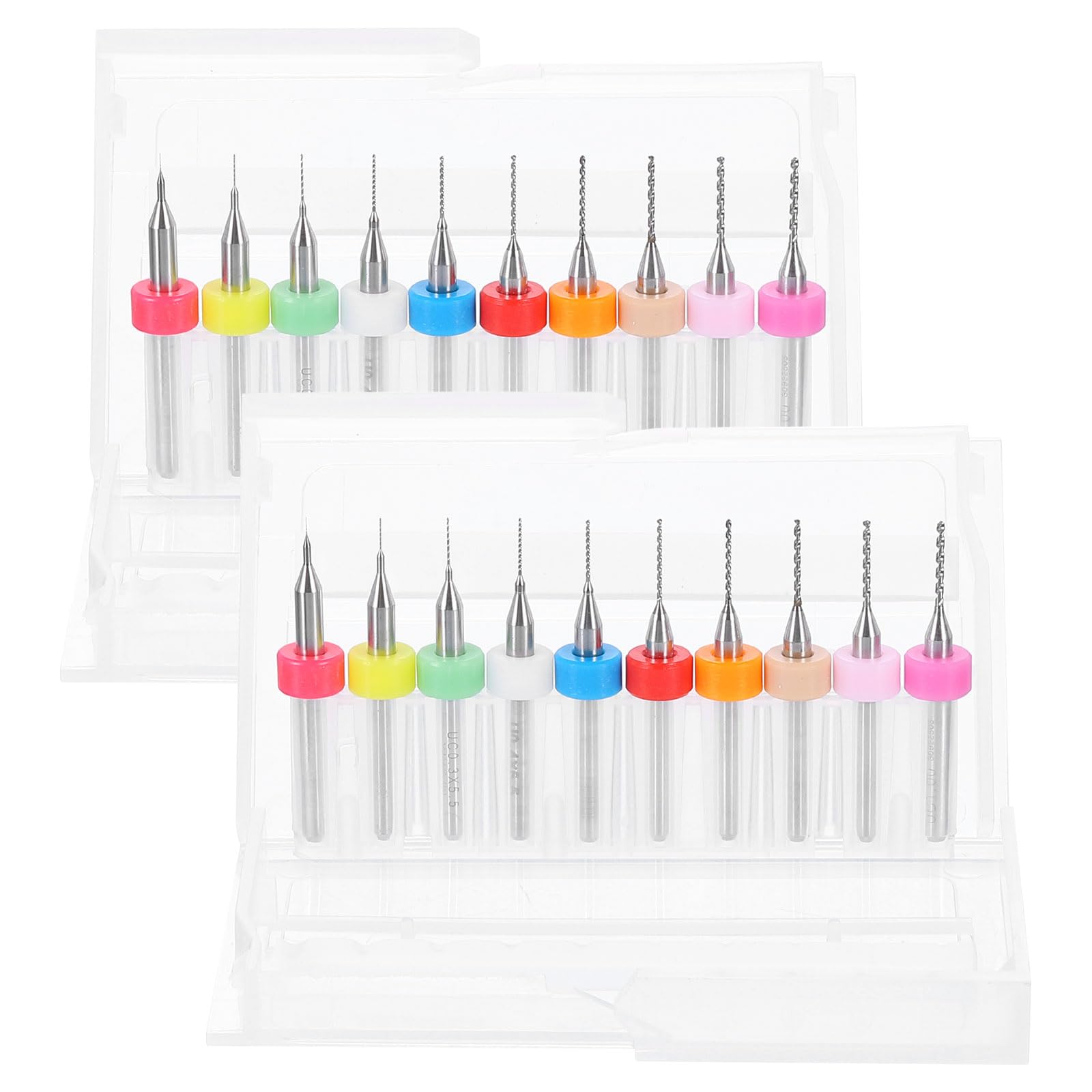 HARFINGTON Juego de 2 (20 piezas) de brocas para PCB de 1/8 pulgadas, vástago de 0.1 mm-1 mm, brocas microhelicoidales de carburo de tungsteno, herramientas para impresión, placa de circuito, joyería,