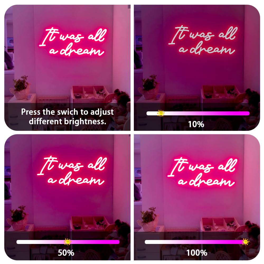 It Was All A Dream, luci al neon alimentate tramite USB, decorazione da parete, decorazione da parete a LED, per compleanni, matrimoni, feste, camera da letto, soggiorno, bar, Natale, soggiorno