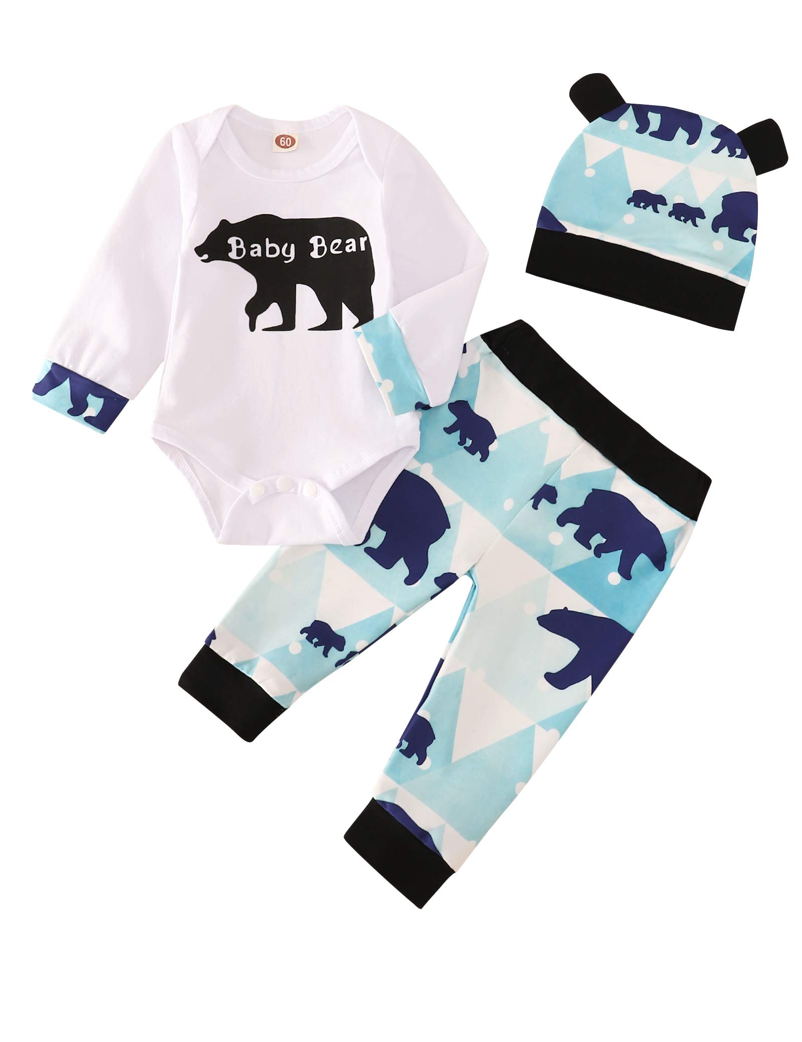 Newborn Unisex Baby Girls Boys Elephant Print Stripe Long Sleeve Rompers Cotton Bodysuits