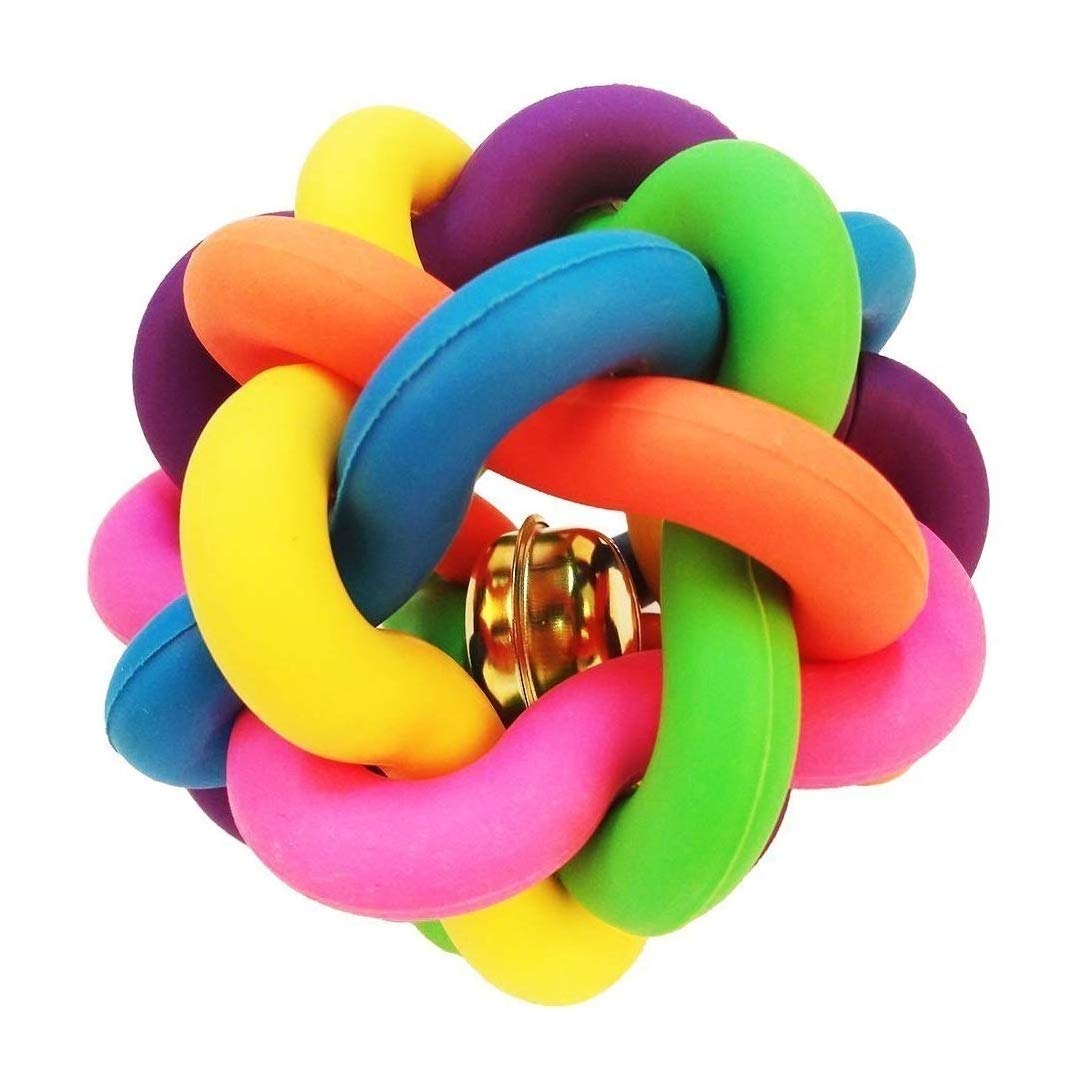 SmartyPet Latex Squeaky Rainbow Woven Balls with Bell Toys for Puppy and Kitten - Small (B08PF8GGXK) Amazon Price History, Amazon Price Tracker