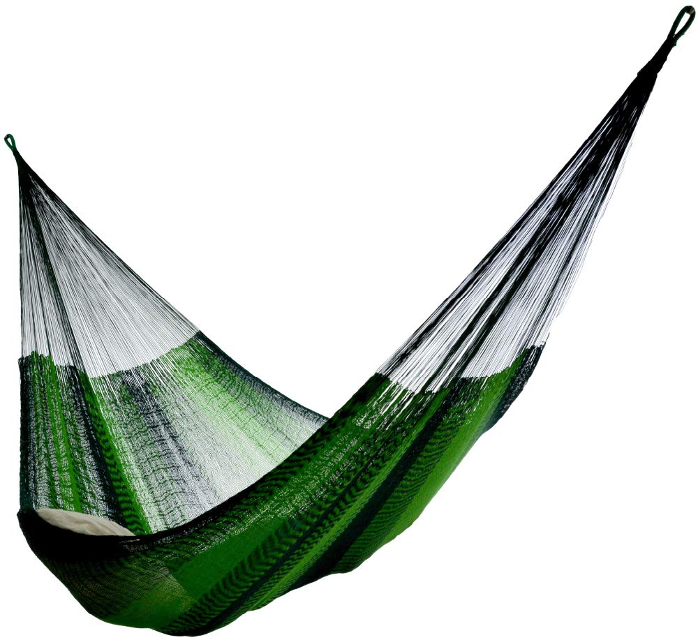 Original Mayan Hammocks Rada Mayan-Made Matrimonial Yucatan Hammock - Two Person - Fits 12.5 to 13 Feet Hammock Stand - Up to 550 Pounds, Two Green - Hanging Bed