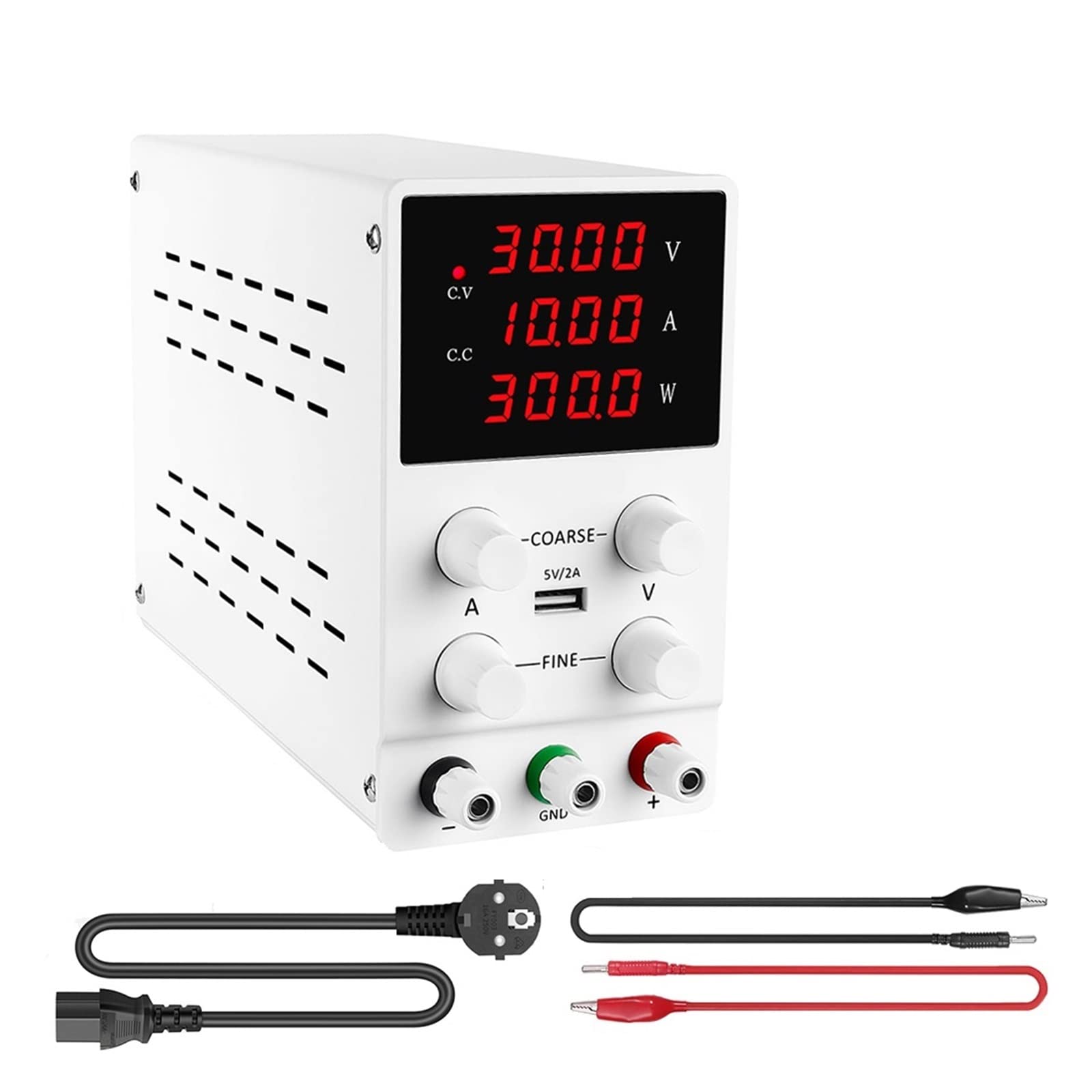 Fuente de alimentación de laboratorio, Fuente de alimentación de CC ajustable de laboratorio de conmutación 30V 10A Fuente de alimentación de regulador de voltaje estabilizado de banco Fácil de config