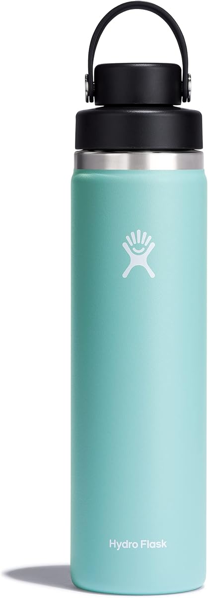 Botella de agua - Acero inoxidable aislado - Tapa de boca ancha, antiderrames, a prueba de fugas en rocío de 24 onzas