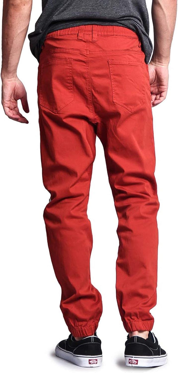 Victorious Men's Casual Twill Stretch Jogger Pants Small Burnt Orange