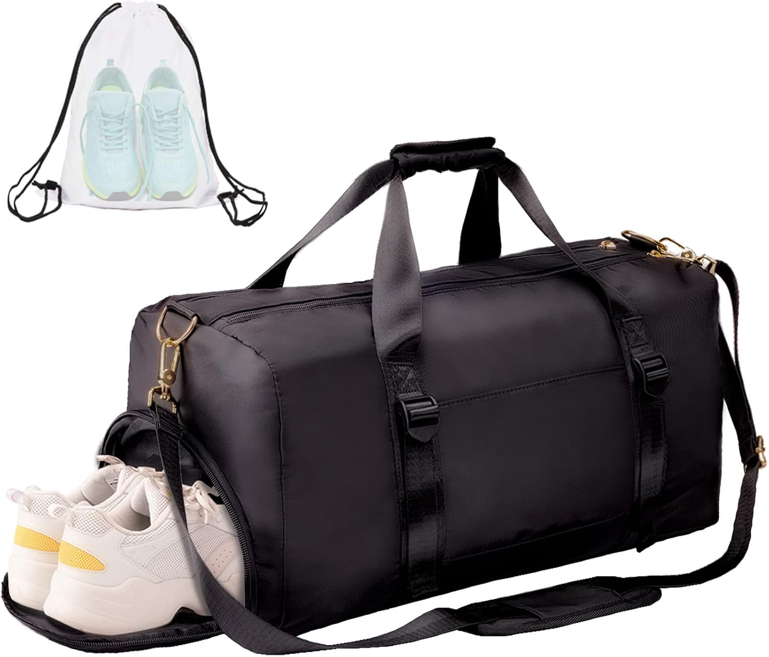 ICEIVY Gym Duffle Bag Dry Wet Separated Gym Bag Sport Duffle Bag Training Handbag Yoga bag with Extra Drawstring Backpack for man and women (Black-Upgrade)