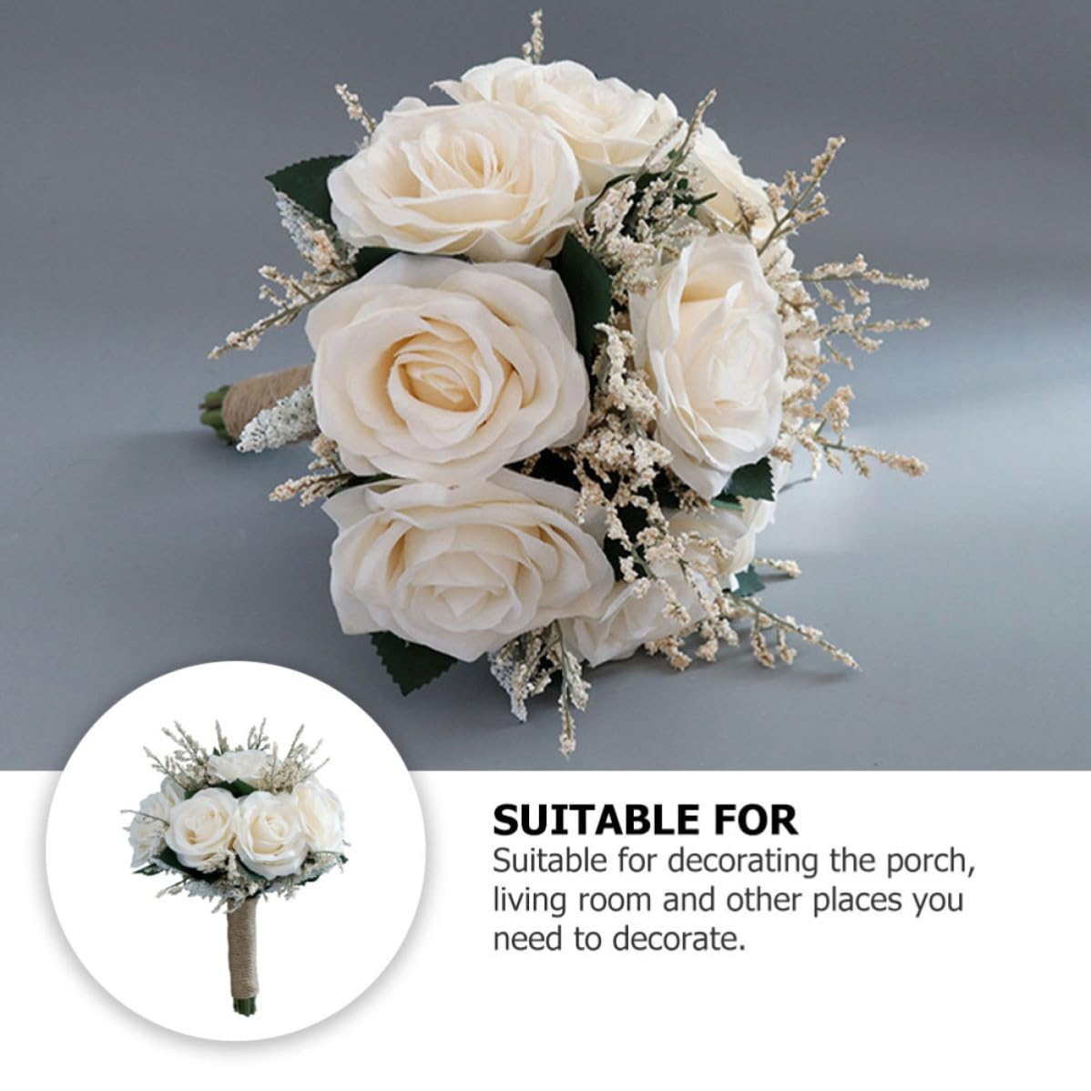 BESPORTBLE 2 Pezzi Bouquet di Rose Artificiali Bianche per Nozze e Foto
