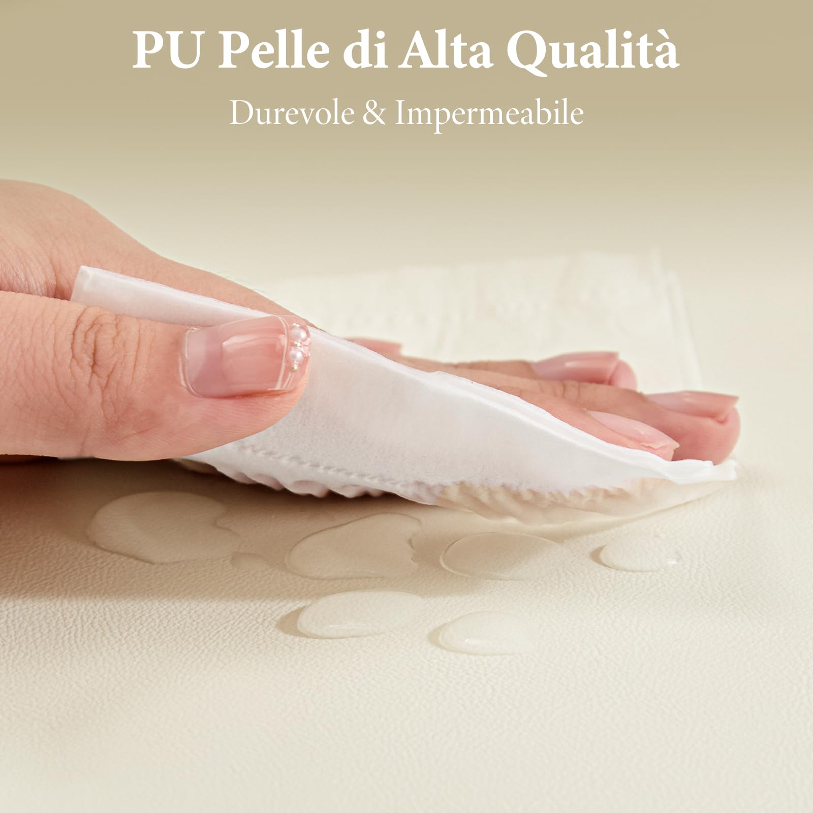 Panca Contenitore Camera da Letto 128x44x53cm, Panca Fondo Letto Matrimoniale, Cassapanca Pouf Organizzatore Ottomano in Pelle PU per Camera da Letto Soggiorno Ingresso, Beige
