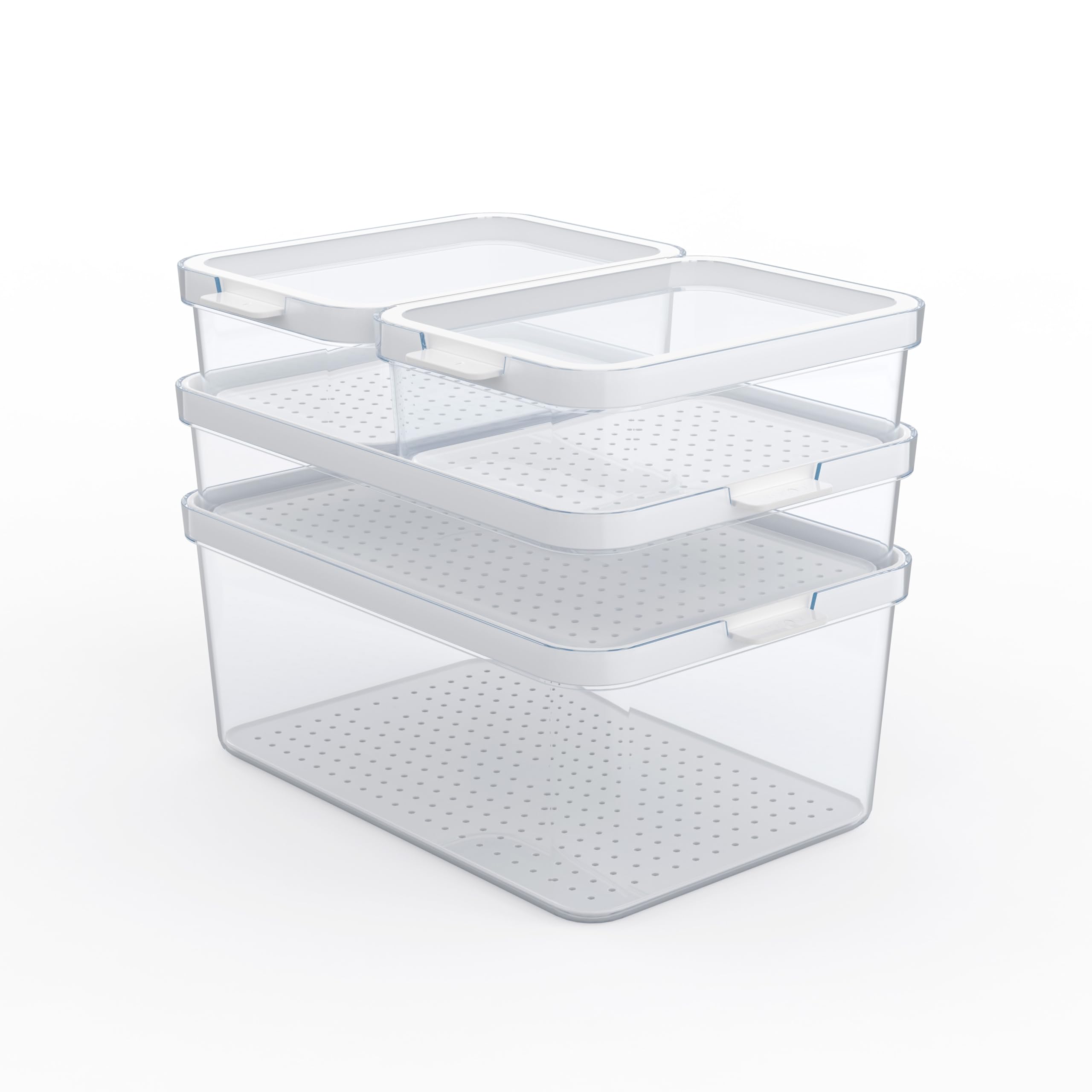 Rotho CAUMA Airtight Food Storage Containers Set, 4-Piece Stackable Organiser