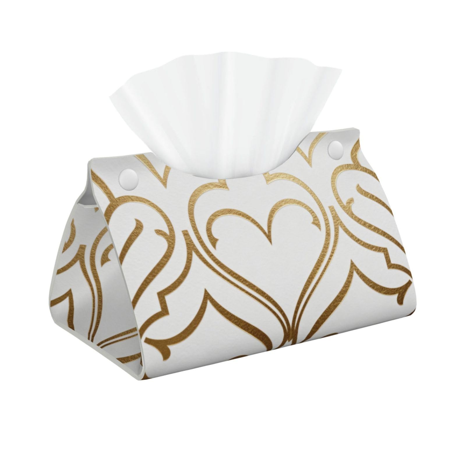Metal lines Long Leather Tissue Box Cover-Waterproof PU Leather Tissue Holder for Bathroom, Decorative Rectangular Tissue Case
