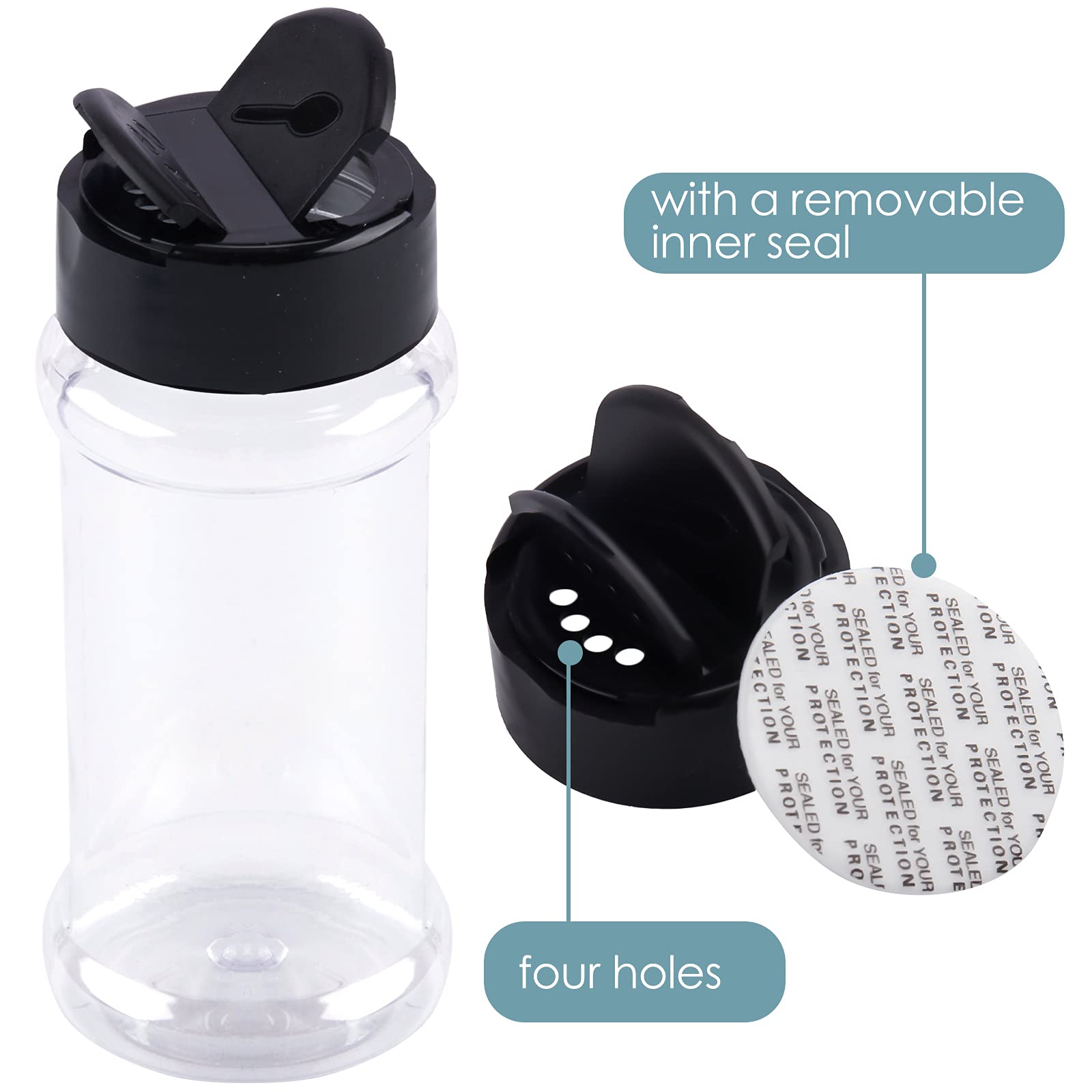 Qeirudu 14 Pack 3 oz Clear Plastic Spice Jars with Shaker Lids and