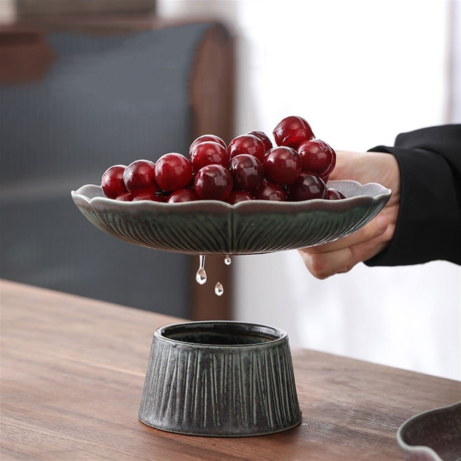 Lotus Obstschale Aus Porzellan - Dekorative Servierschüssel Mit Fuß