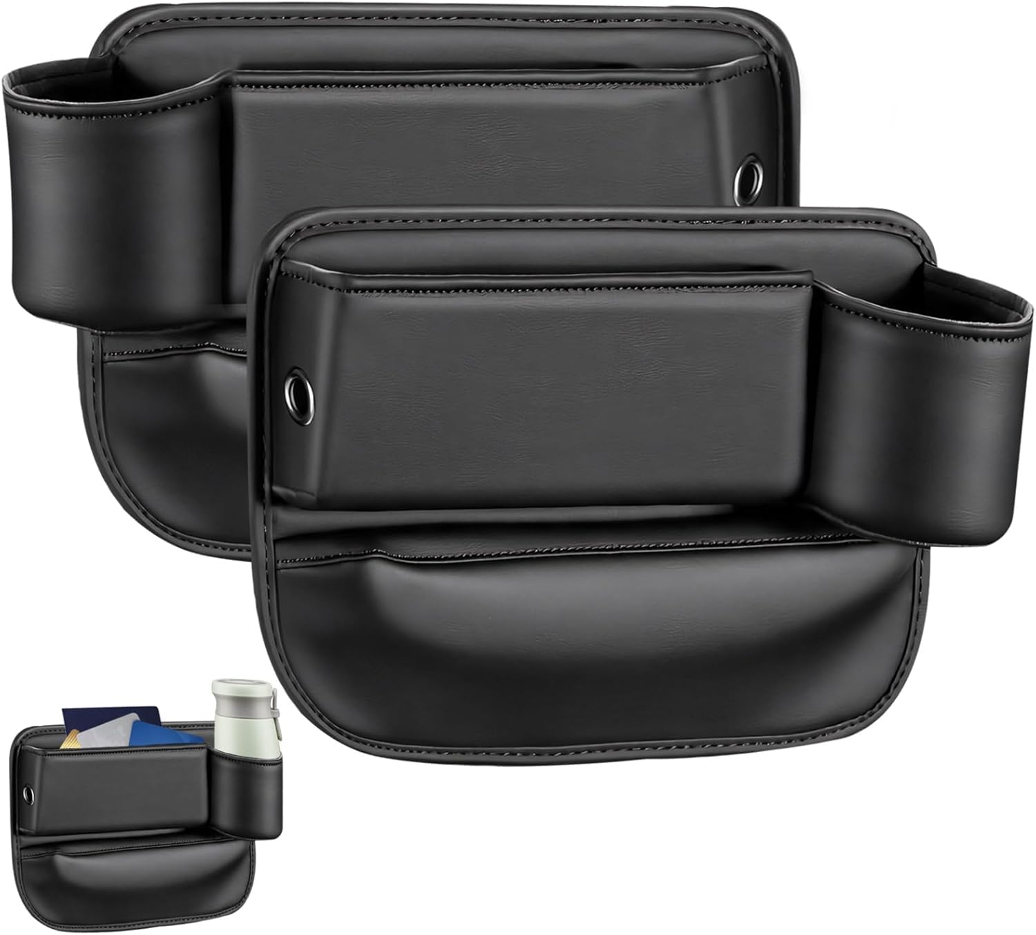 LANAZU Car Seat Gap Filler Organiser for Benz AMG GT C190 X290, Multi-Function Car Seat Gap Filler Organiser PU Leather Car Seat Gap Storage Box,Black/D