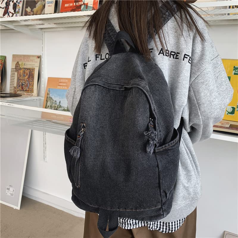 LUOLINGONGJUE® New Simple Schoolbag – Denim Canvas Washed Versatile Backpack for Men & Women, Couples 3