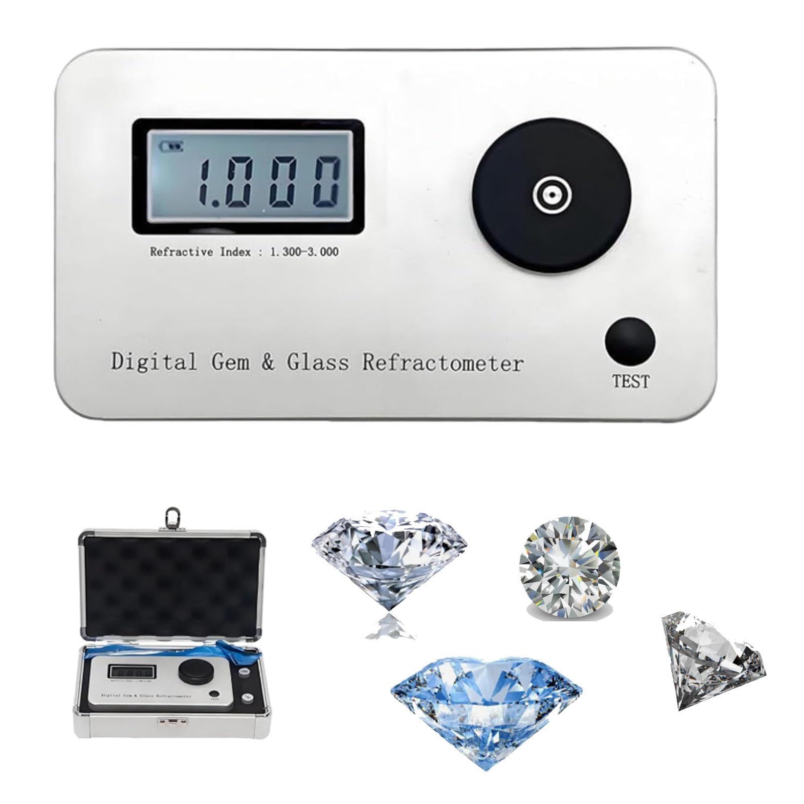 Pvxa Gemstone Refractometer, Jewelry Tester Identification Tools, Error ±0.005/Accuracy: 0.001, Refractive Index 1.300-3.000, Gem Tester for All Stones