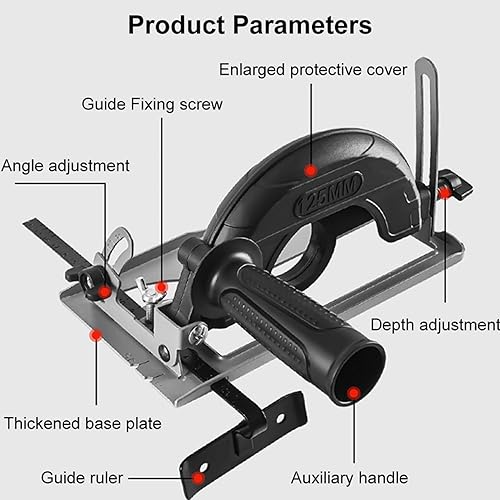 Miniatura 4 de Soporte de amoladora angular ajustable de 45 grados, soporte de corte preciso, soporte fijo con regla guía para máquina 100-125 herramienta casera