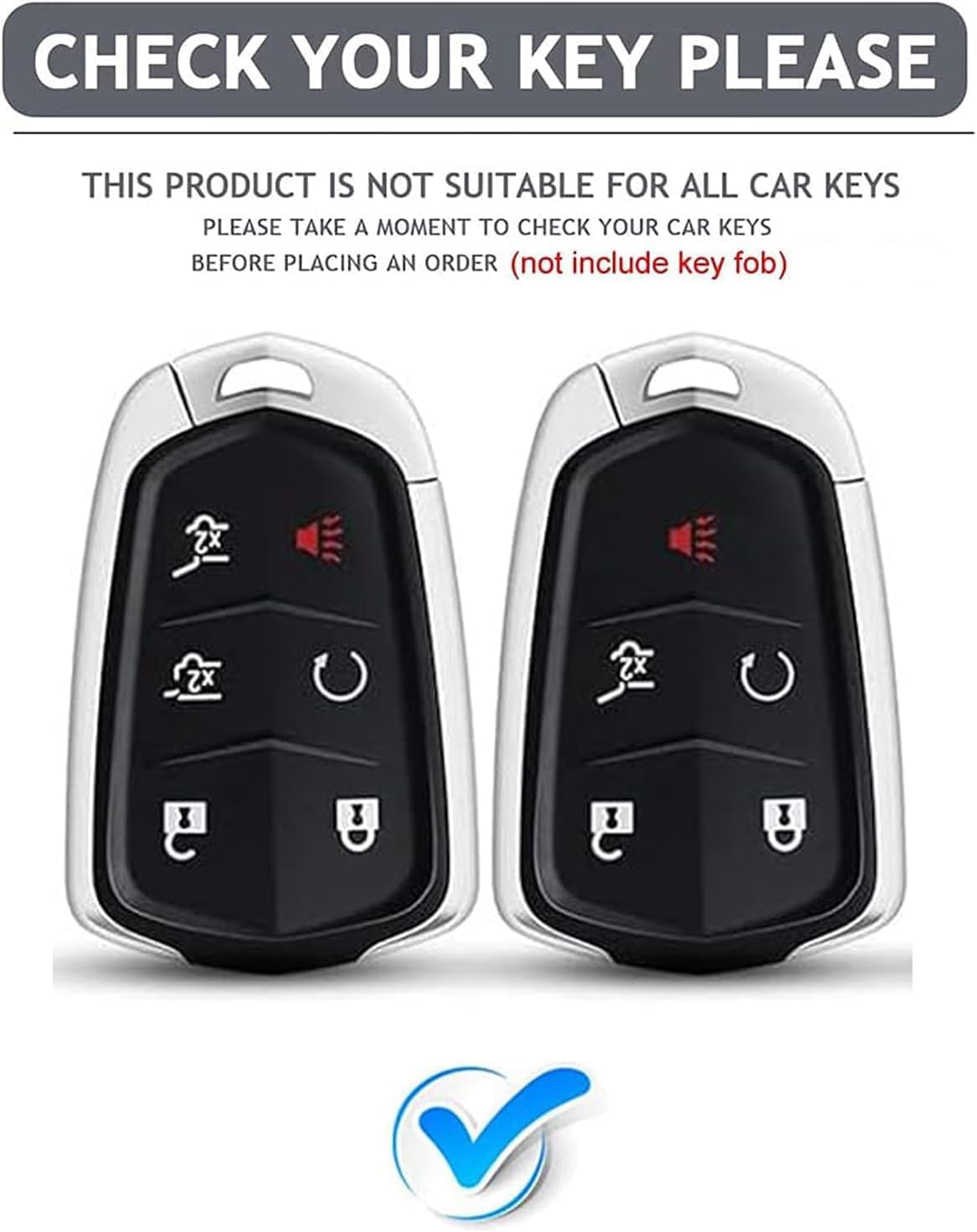 Compatible with Cadillac Key Fob Cover,Leather Car Key Fob Case with Keychain Fit for 2015-2019 Escalade CT5 CT6 XTS XT4 XT5 XT6 ATS SRX ESV Accessories