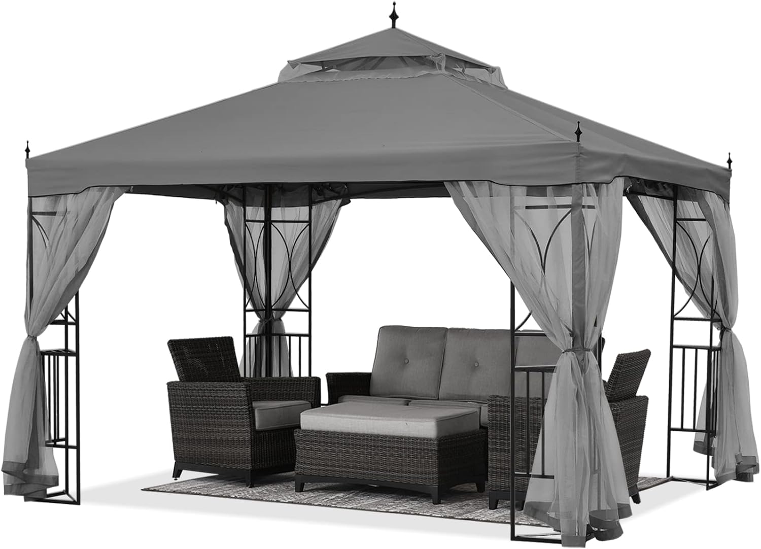 ABCCANOPY3x3M Gazebo for Patios, Double Roof Gazebo with Netting for