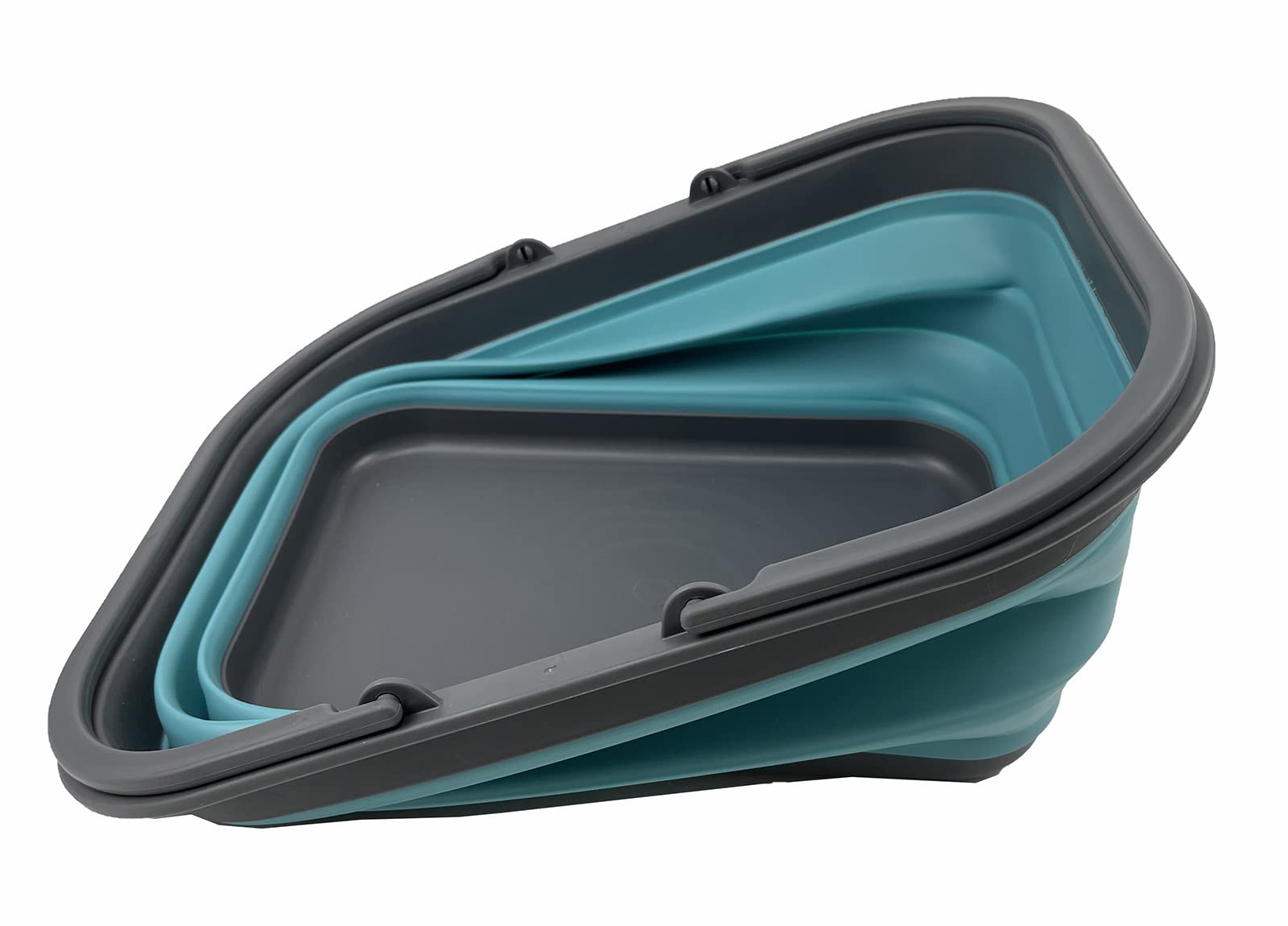 SAMMART Cesta plegable de 15 litros con asa, cesta portátil para picnic al aire libre, bolsa de compras plegable, contenedor de almacenamiento para ahorrar espacio (gris/azul cristal)