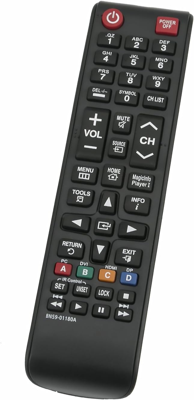 Angled view of the BN59-01180A remote control