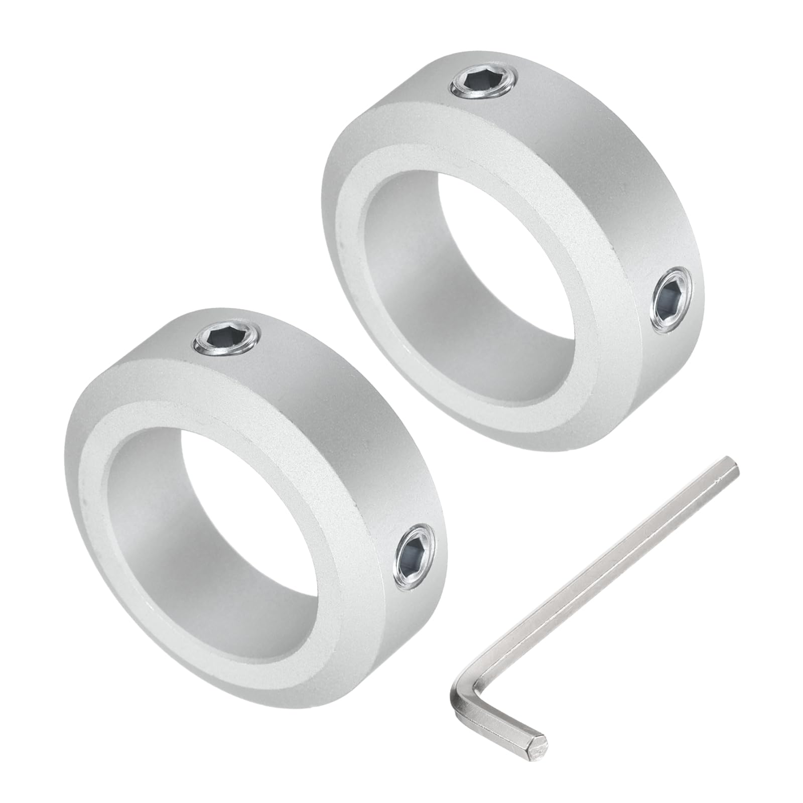 QUARKZMAN Set di Collari Diviso per Albero 30mm, 2pz Collari di Bloccaggio 46mm OD, 15mm Spessore, Collare Bloccaggio Lega Alluminio con Viti Fissaggio M8 e Una Chiave