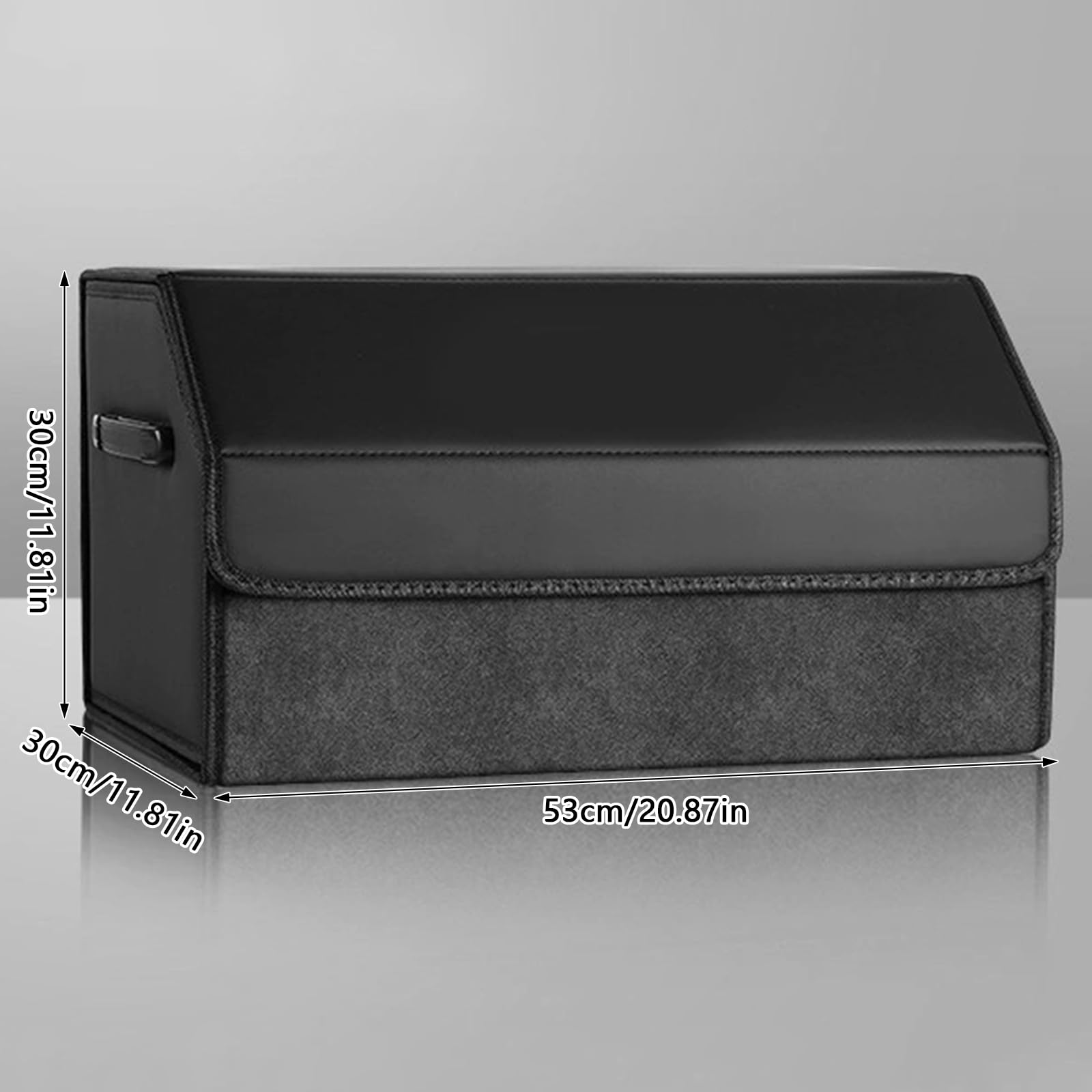 Polegas Auto Kofferraum Organizer, Faltbare Leder Kofferraumtasche, Größe Aufbewahrungsbox Auto mit Deckel, Car Organizer Kofferraum Box, Schwarz