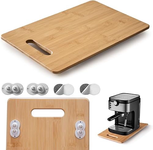 Bandeja deslizante de bambú para electrodomésticos, bandeja deslizante de rotación de 360 para cafetera, freidora de aire, máquina de café expreso,
