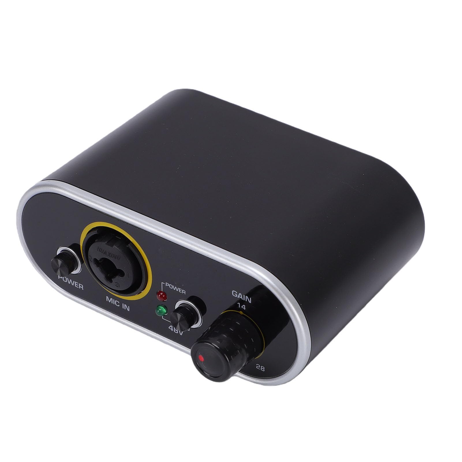 Cuifati Preamplificatore Microfonico a 2, con Alimentazione 48V e Guadagno +28dB per Microfoni Dinamici e a Condensatore