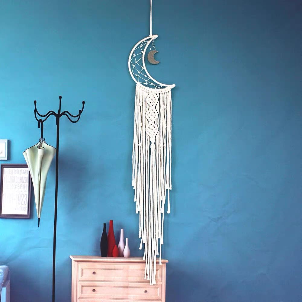 Attrape-rêves Soleil Lune étoile macramé décoration Murale bohème tissé bohème Chic décoration Murale pour Chambre de Fille décoration Appartement Artisanat Cadeau (TAIYAN) (YELIAN-A)