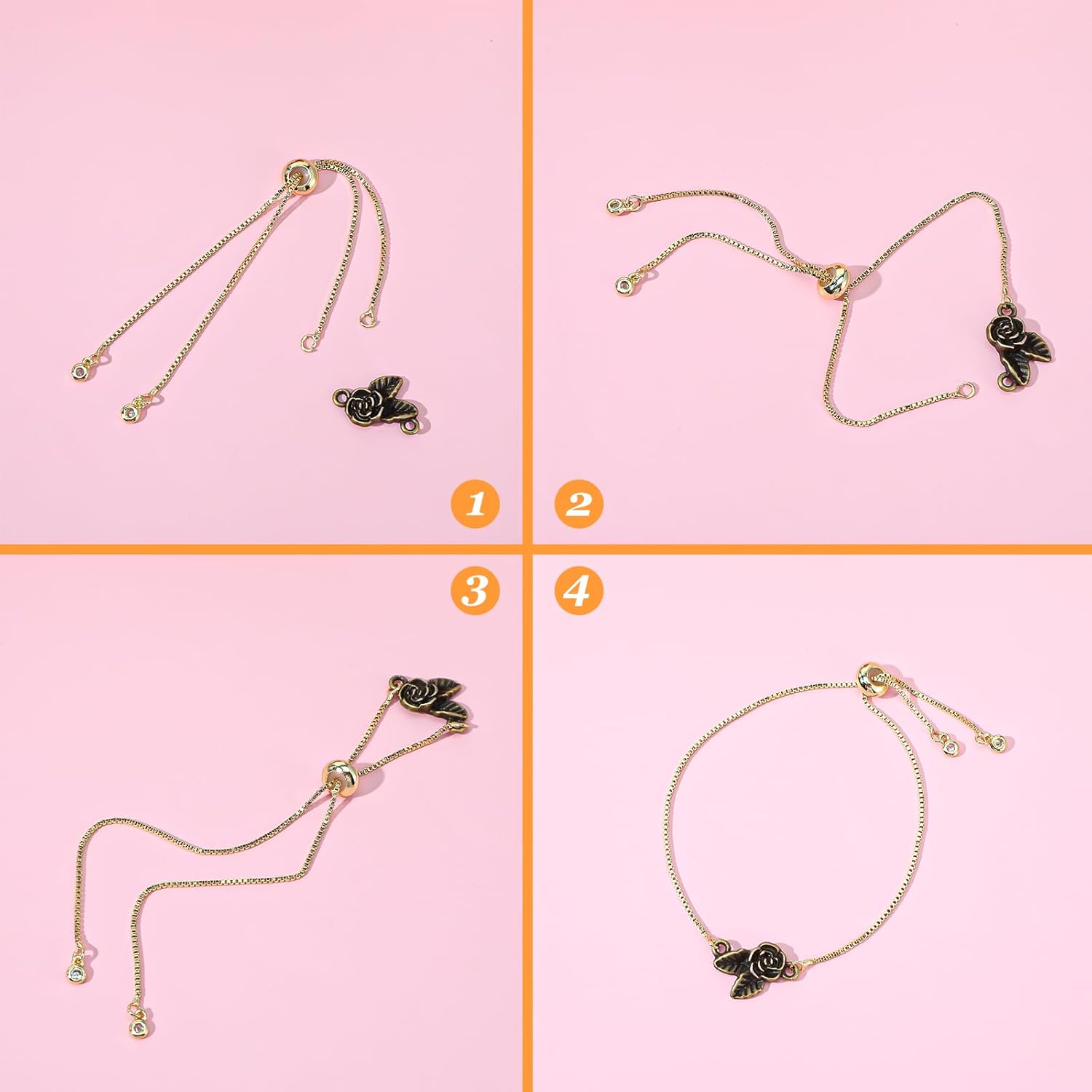 30Pieces Adjustable Slider Bracelet 8.6 Inches Bracelet Chains for Jewelry Making Bracelets Blanks with Rhinestones Ends Extender Chains Charm Bracelets Bulk for DIY Jewelry Making Findings Woman Girl - Image 5