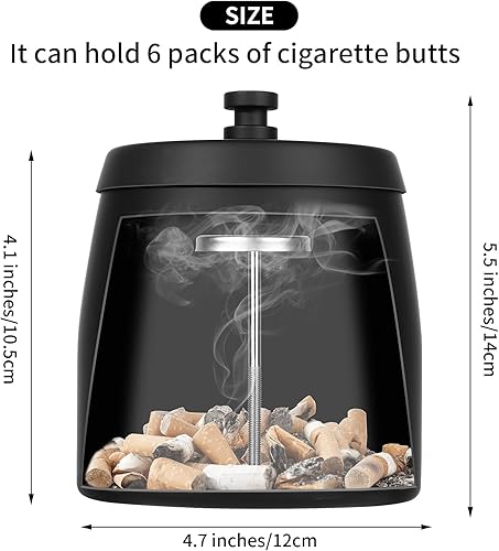 Miniatura 2 de Cenicero al aire libre con tapa, ceniceros para cigarrillos al aire libre, juegos de bandejas de cenizas para cigarrillos al aire libre, ceniceros