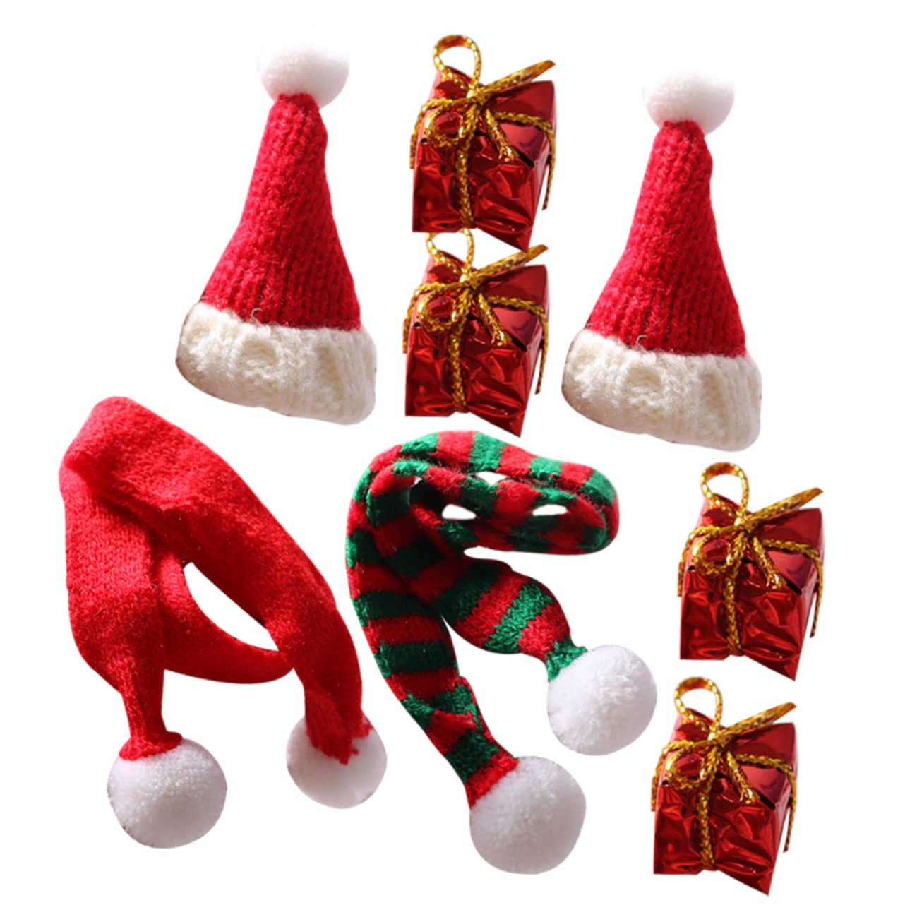 Garneck Miniature Christmas Hat Scarf Set Plaything for Boys and Girls Decorative Adornment Elasticity Headgear