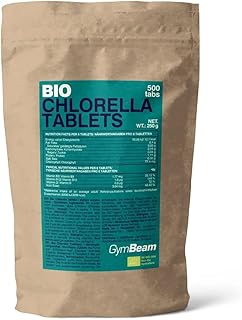 GymBeam Bio Chlorella – Glutenfrei, laktosefrei, Proteinquelle, Grünalge aus Deutschland, unterstützt Entgiftung, Immunsystem, Nerven & Blutbildung, 500 Tabletten