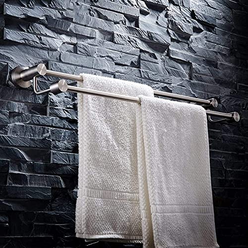 Porte-serviette mural double acier inoxydable 70cm, support et barre de rangement