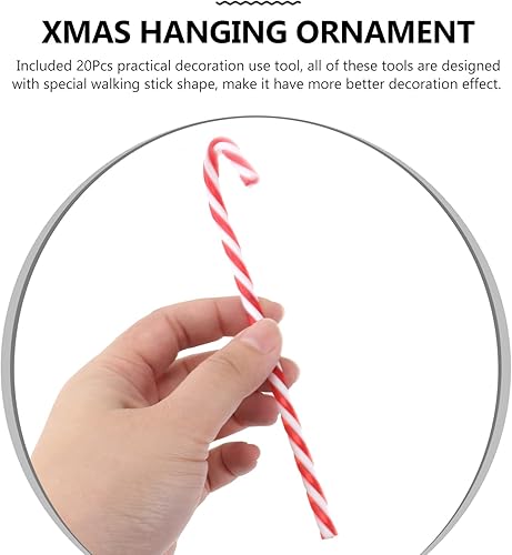 Miniatura 6 de Sewroro 20 piezas de bastón de caramelo para árbol de Navidad, adornos colgantes de acrílico para árbol de Navidad decoraciones colgantes