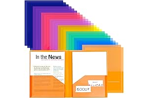 EOOUT 24pcs Folders with Pockets, Plastic Pocket Folders with 2 Pockets for...