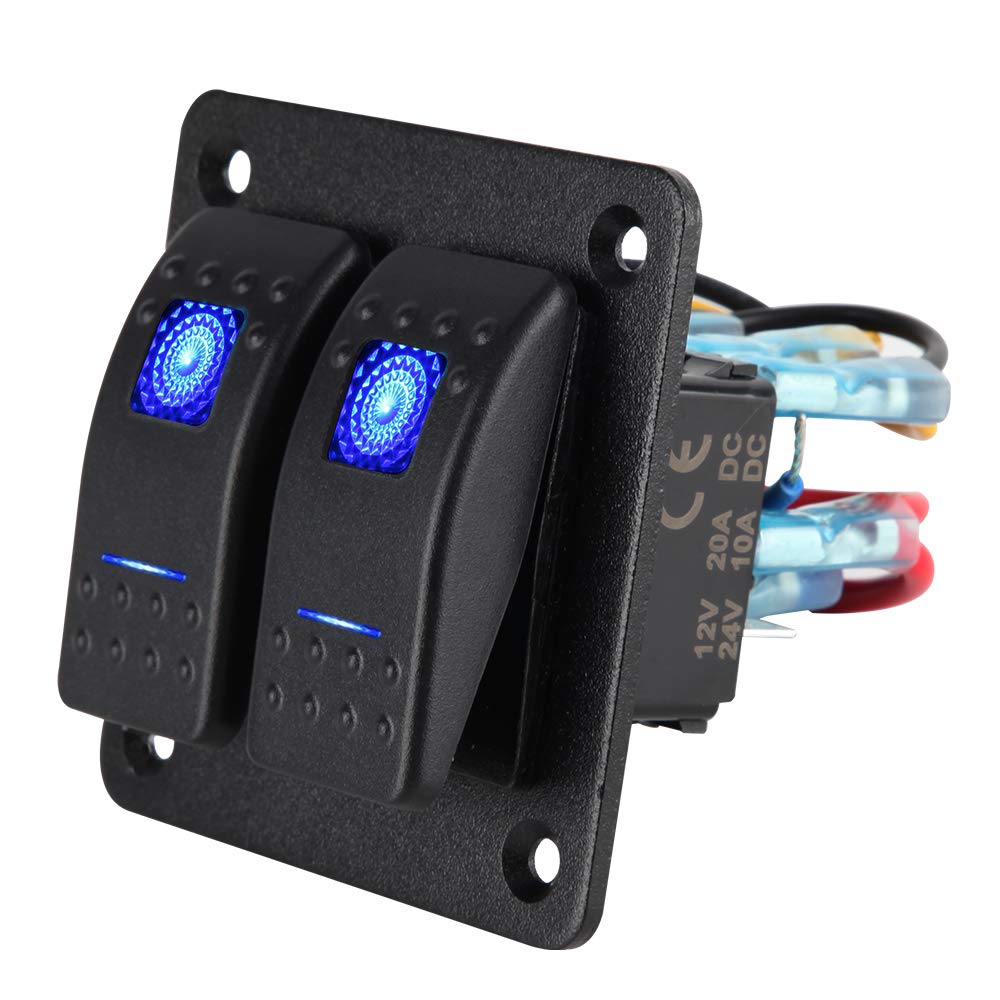 Buy 2 Gang Aluminum Rocker Switch Panel JOYHO 12/24V Waterproof 5 Pin
