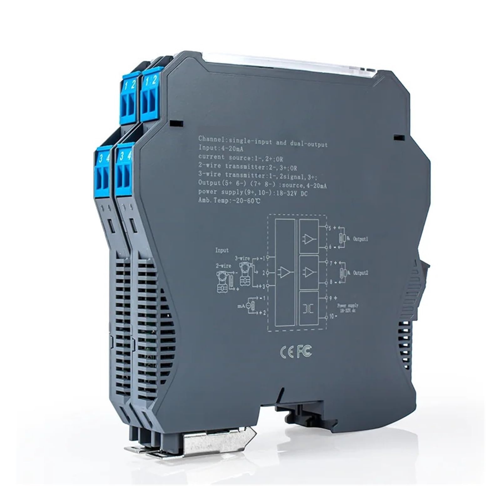 Signal Isolator 0-10V 0-5V DC Voltage Isolated Transmitter 4-20mA 0-20mA 1 In 1 Out 1 In 2 Out 2 In 2 Out Intelligent Analog Signal Isolator(1 in 2 out,0-10V INPUT_0-5V OUTPUT_DC24V POWER SUPPLY)