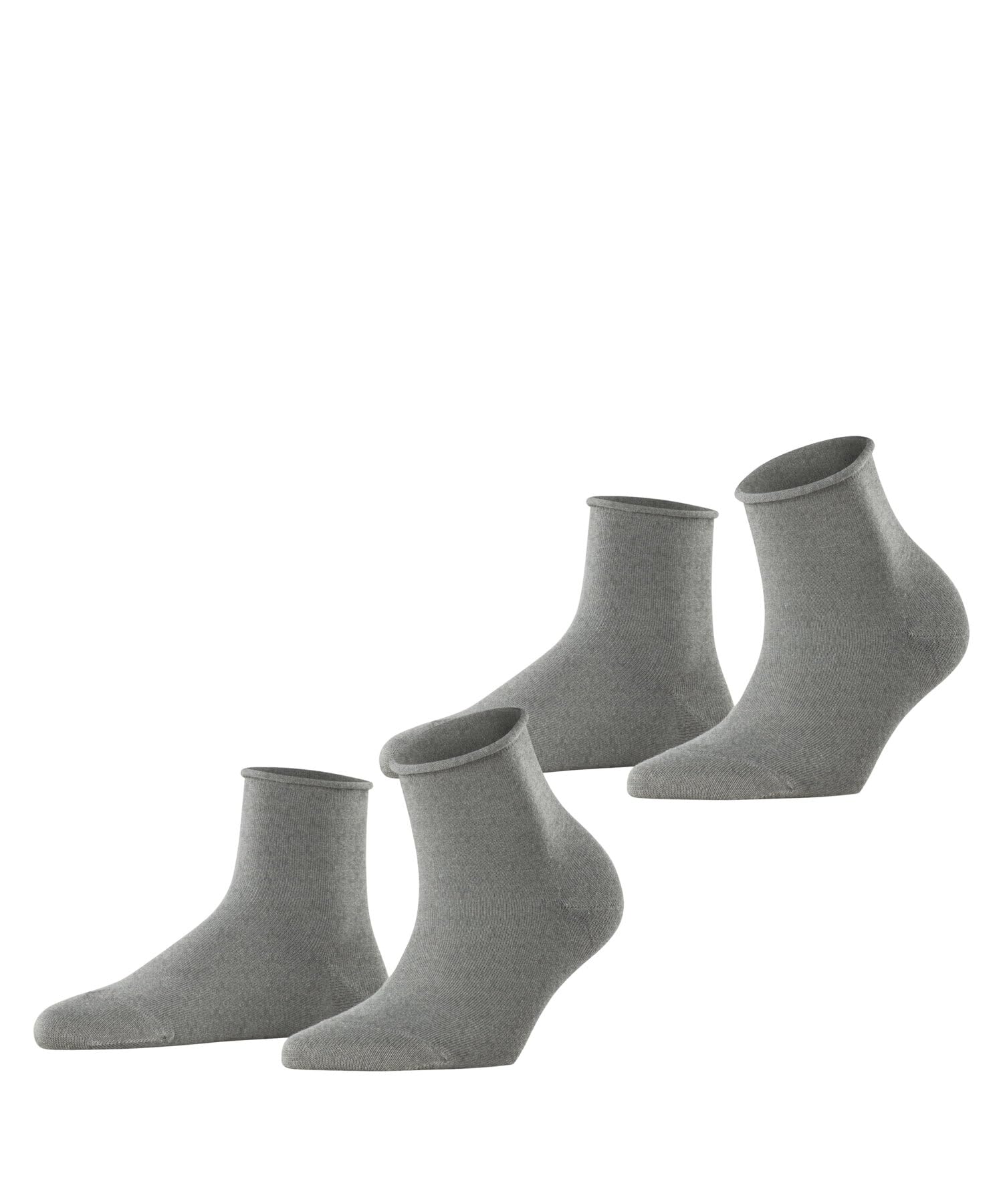 Esprit Women's Grey Light 3400 Basic Pure Multipack W Sso Cotton Plain 2 Pairs Socks, 2.5-5