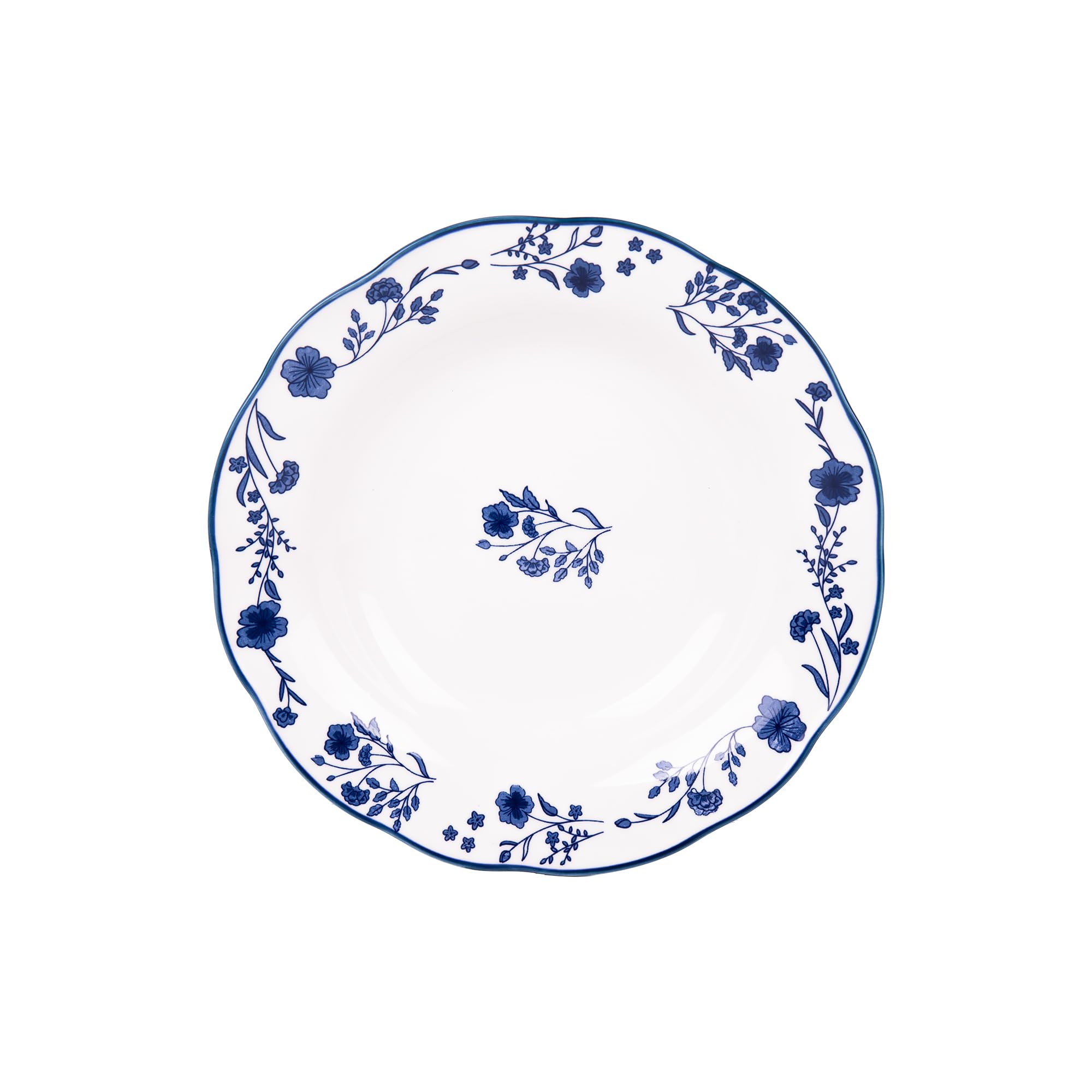 Cofan Servizio da tavola in porcellana smaltata | Set da 18 pezzi | motivo floreale blu e bianco | Lavabile in lavastoviglie, forno a microonde e forno